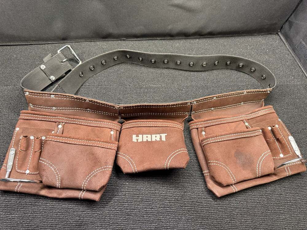 HART 11-Pocket Double-Stitched Suede Brown Leather Tool Belt